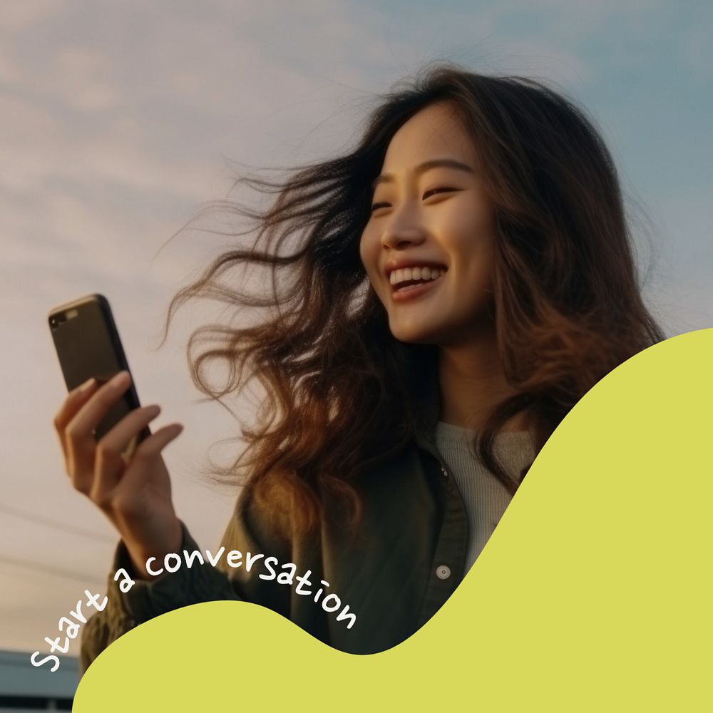 Start a conversation Instagram post template, editable text