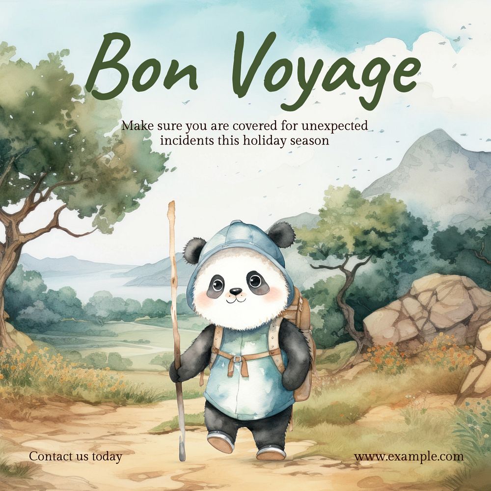 Bon voyage Instagram post template, editable text