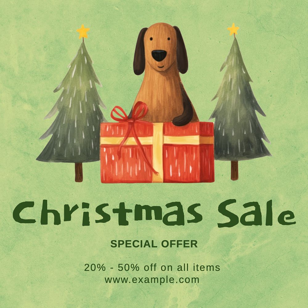 Christmas sale Instagram post template, editable text