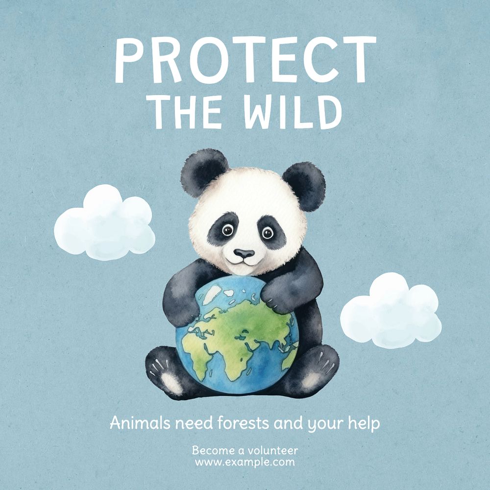 Protect the wild Instagram post template, editable text