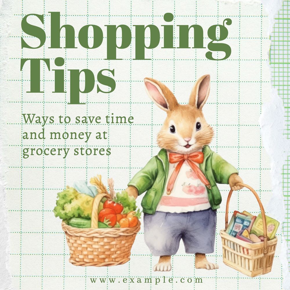 Shopping tips Instagram post template, editable text