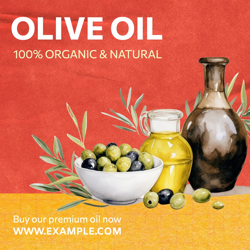 Olive oil Instagram post template, editable text