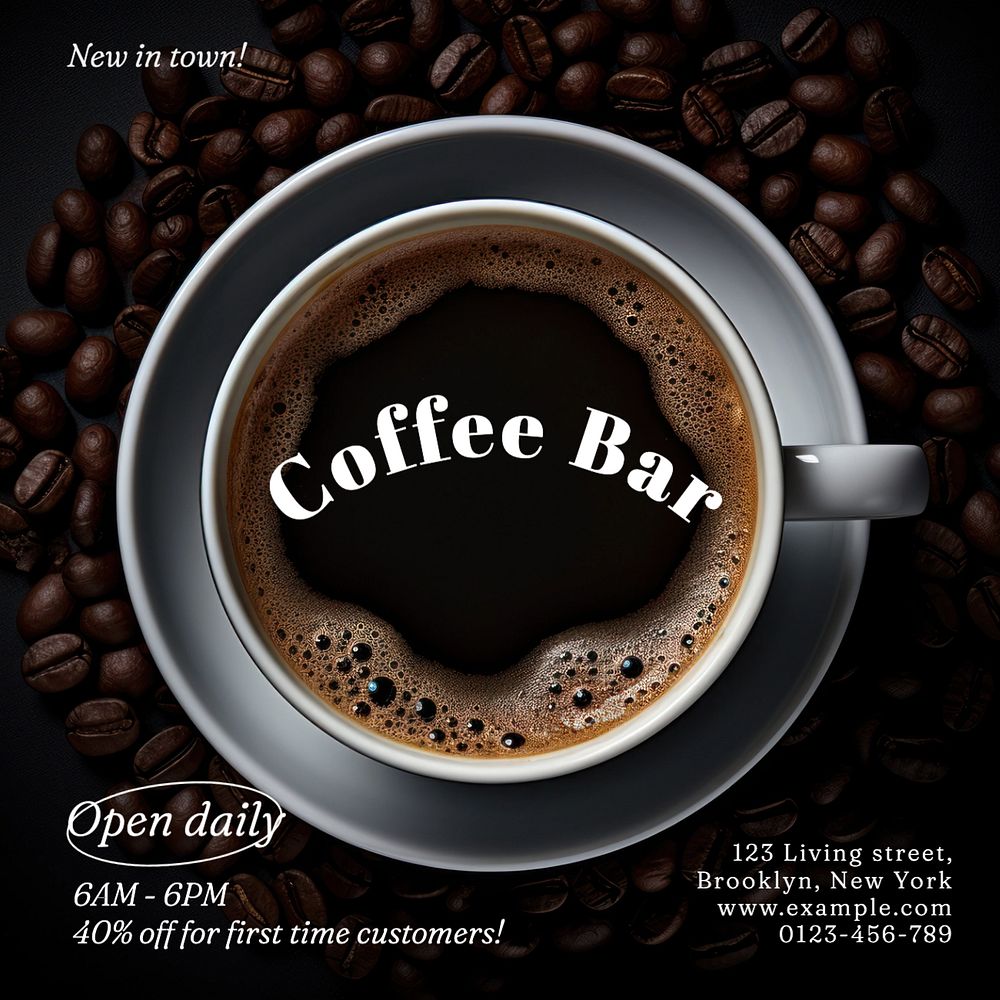 Coffee cafe Instagram post template, editable text