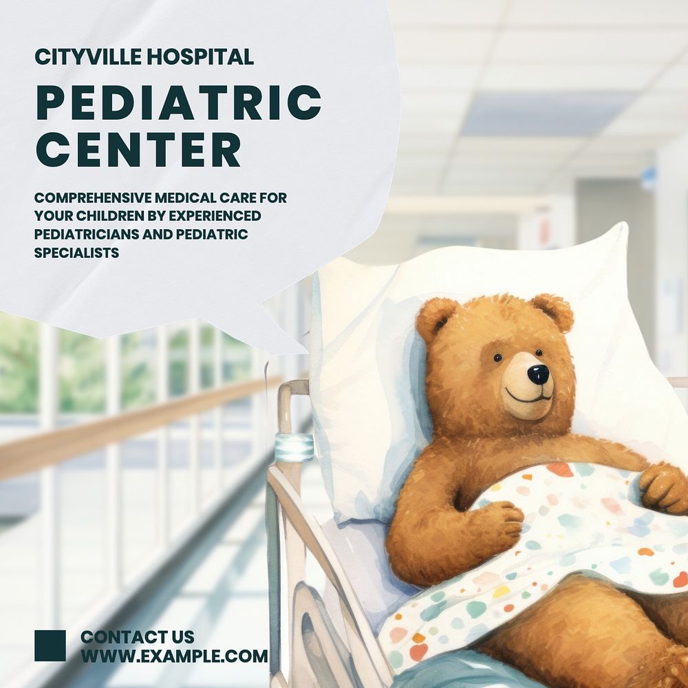 Pediatric center Facebook post template, editable text