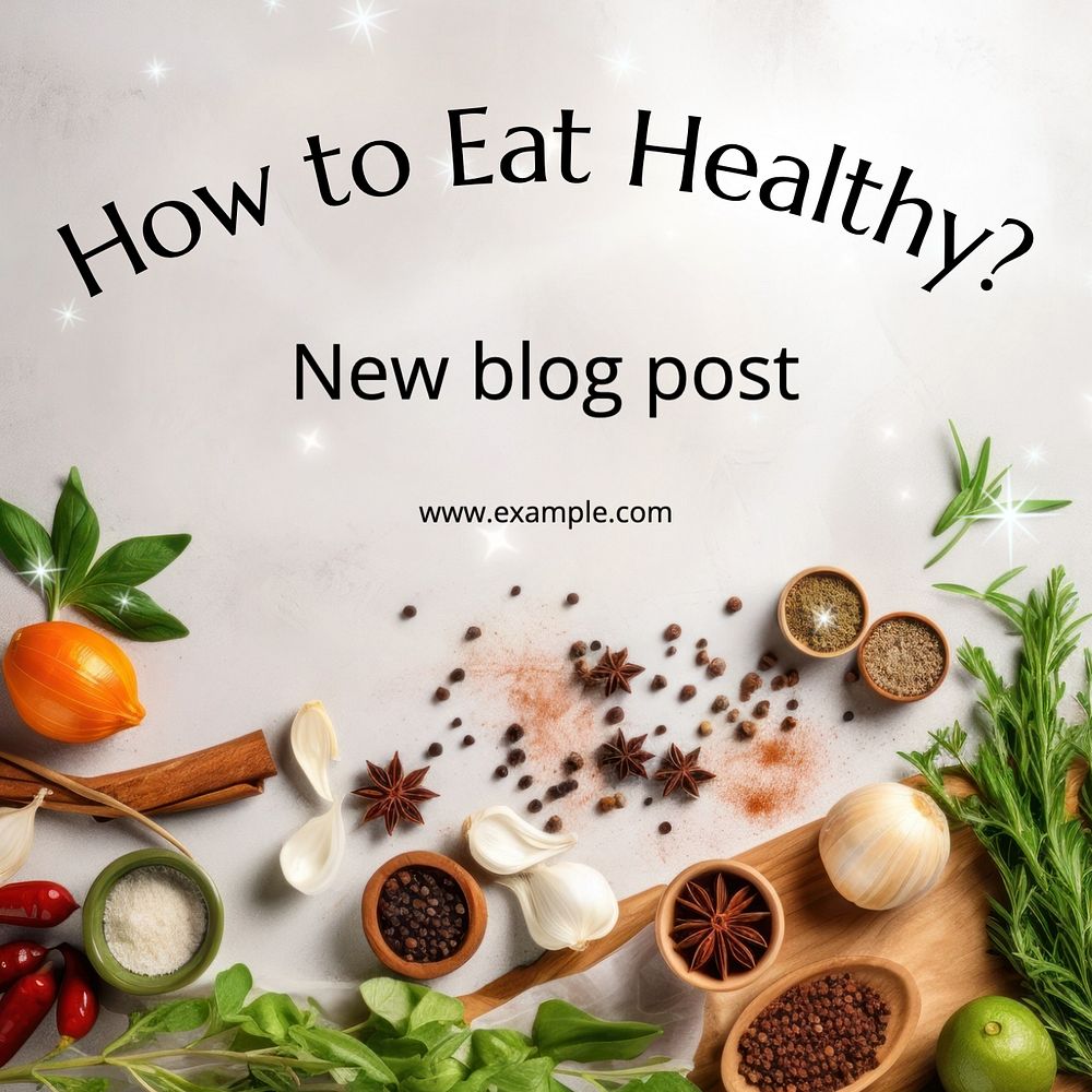 Healthy eating Instagram post template, editable text