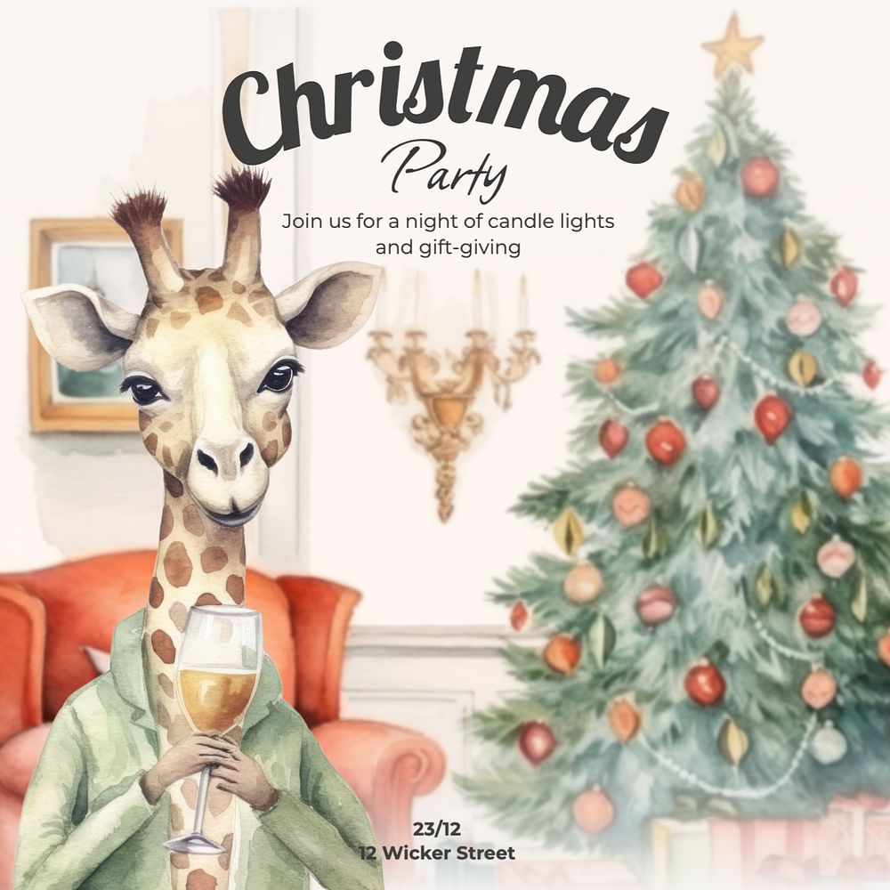 Christmas party Instagram post template, editable text