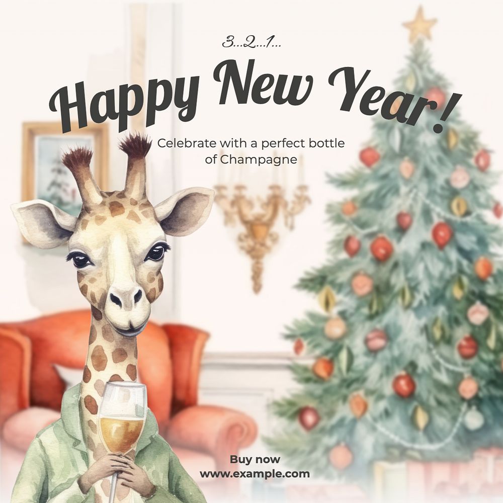 Champagne advertisement Instagram post template, editable text