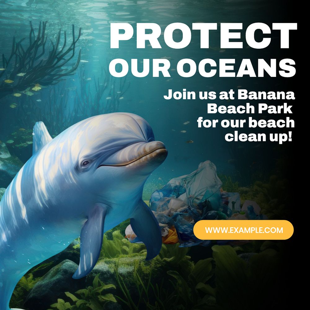 Protect our oceans Instagram post template, editable text