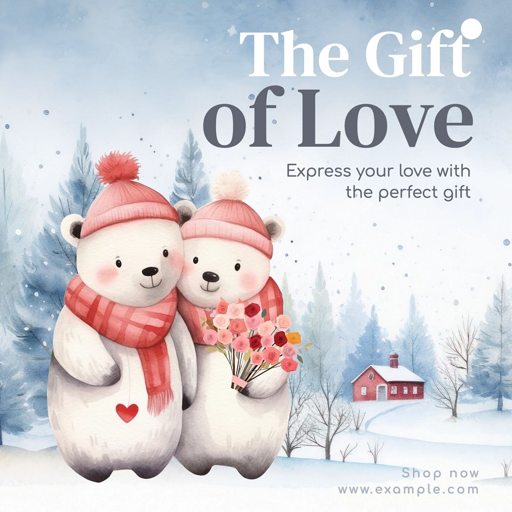 Gift of love Instagram post template, editable text