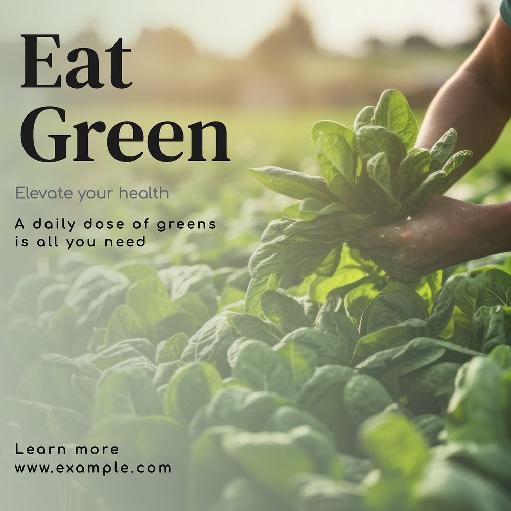 Eat green Instagram post template, editable text