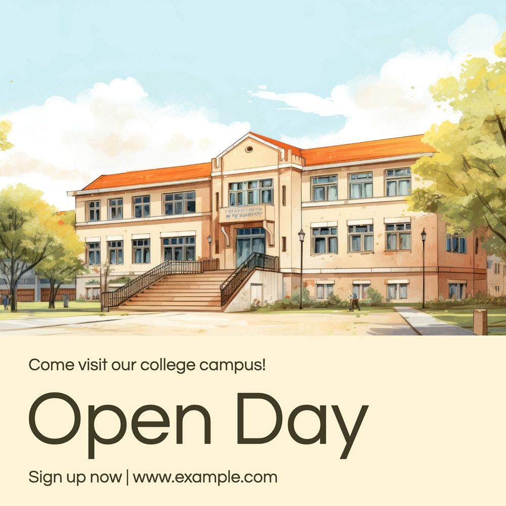 College open day Instagram post template, editable text