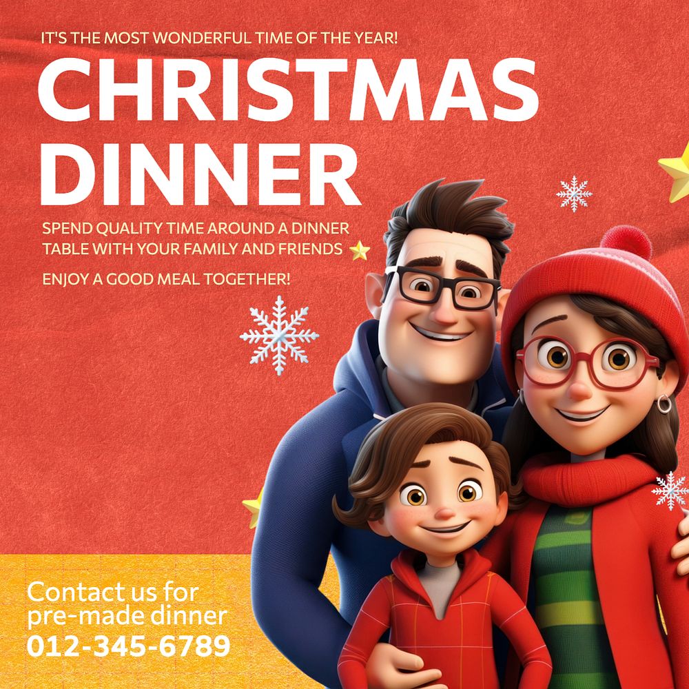 Christmas dinner Instagram post template, editable text