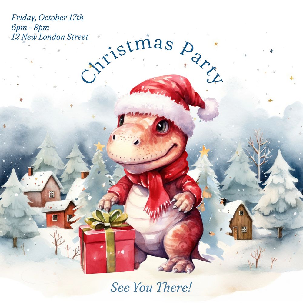 Christmas party Instagram post template, editable text