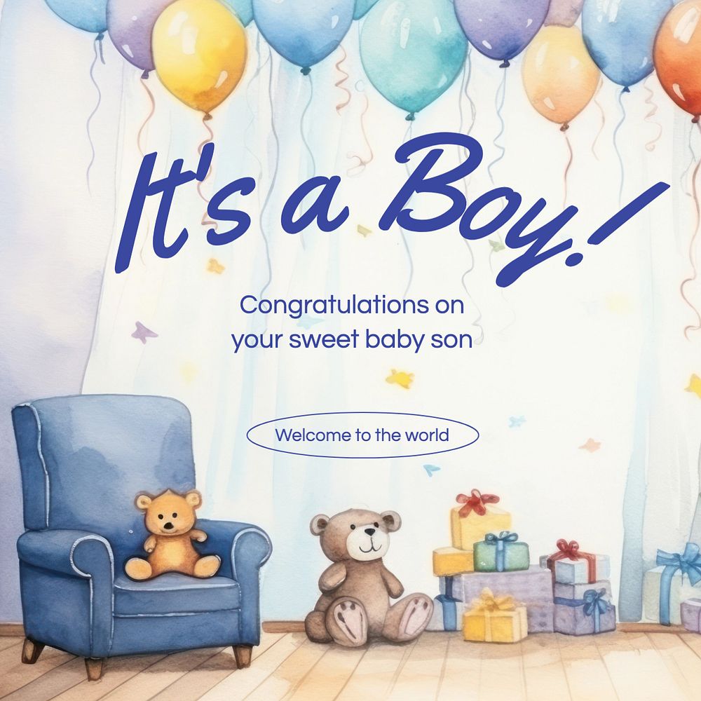 It's a boy editable social media design, editable text