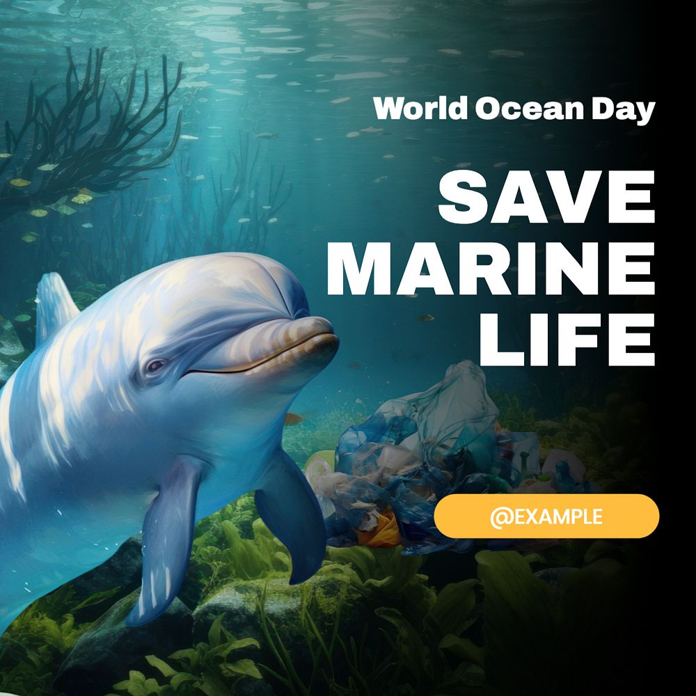 Save marine life Instagram post template, editable text