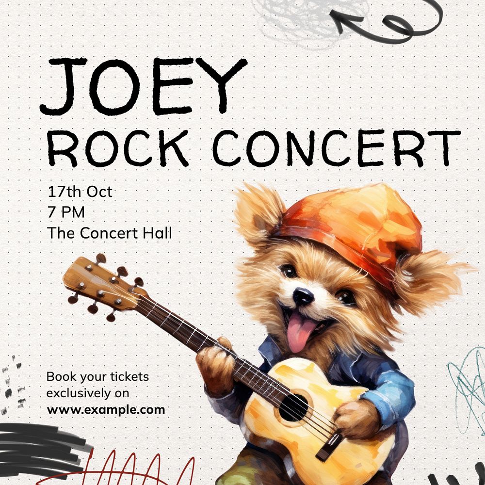 Rock concert Instagram post template, editable text