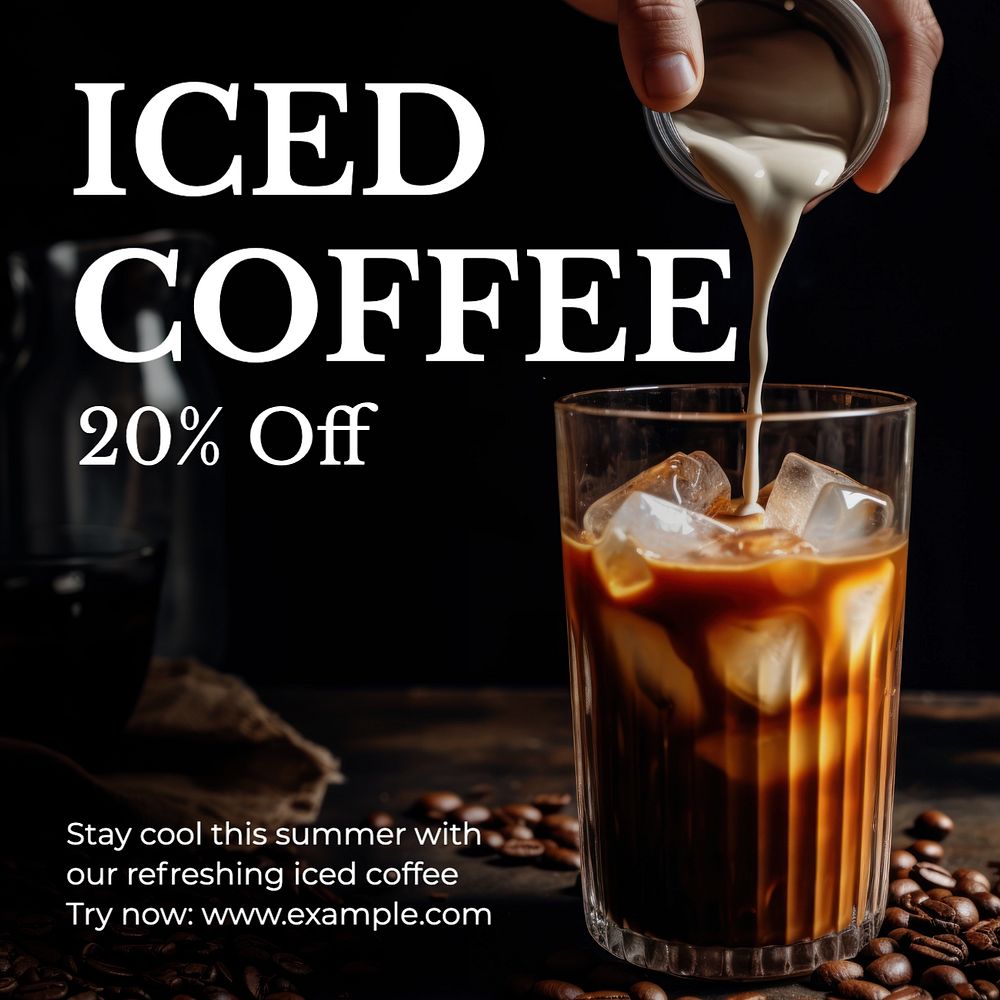 Iced coffee Instagram post template, editable text