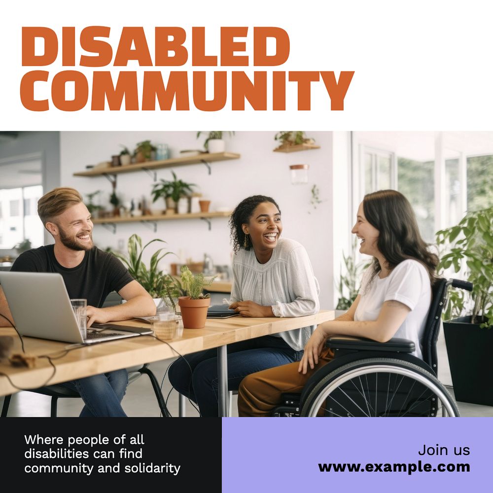 Disabled community Instagram post template, editable text