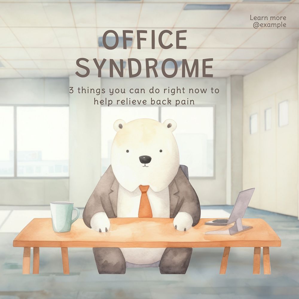 Office syndrome Instagram post template, editable text