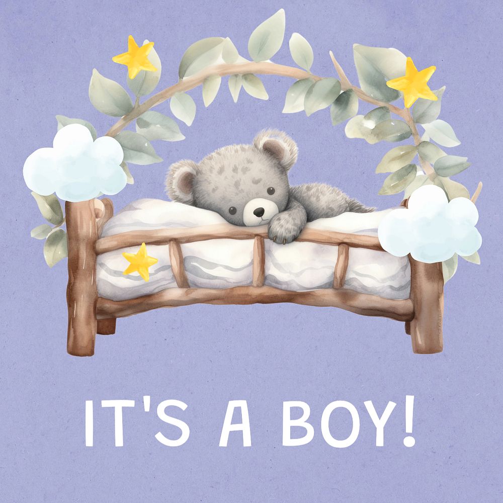 It's a boy Instagram post template, editable text