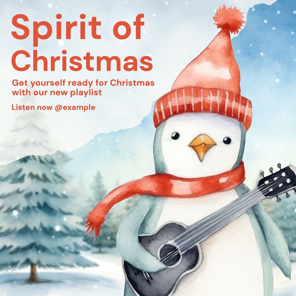 Christmas spirit music editable social media design, editable text