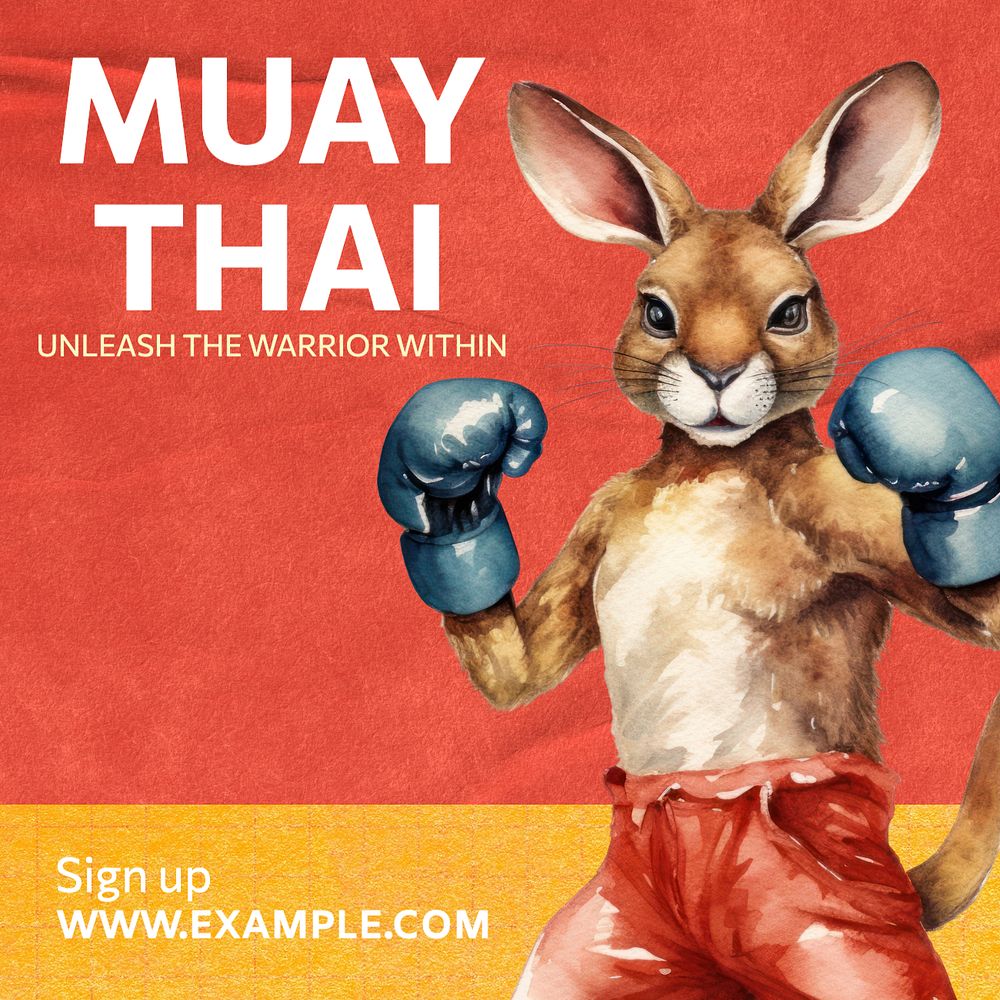 Muay thai Instagram post template, editable text