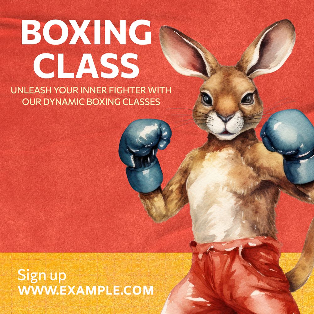 Boxing class Instagram post template, editable text