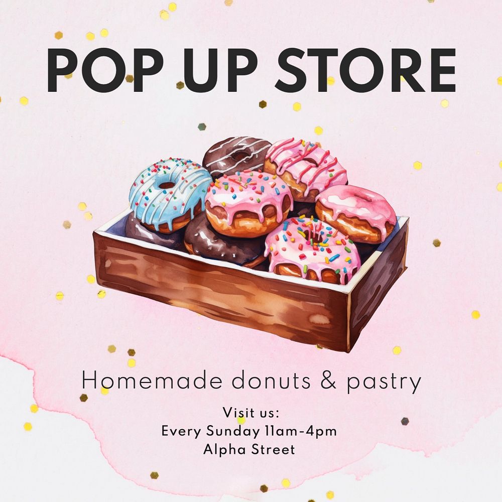 Pastry store Instagram post template, editable text