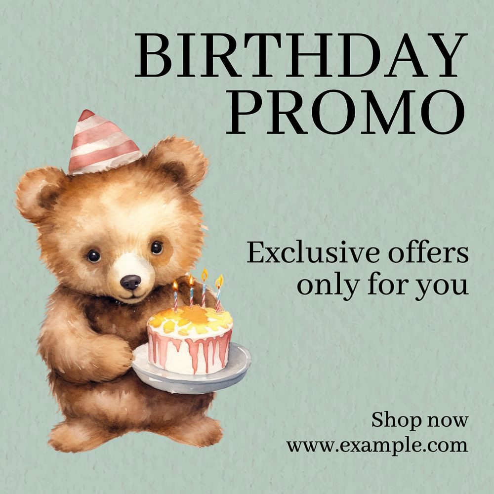 Birthday promo Instagram post template, editable text