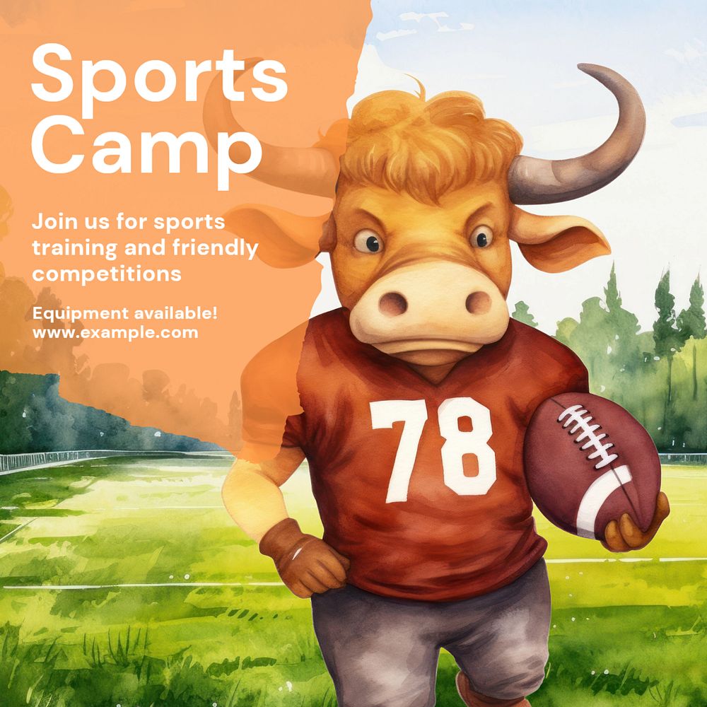 Sport camp Instagram post template, editable text