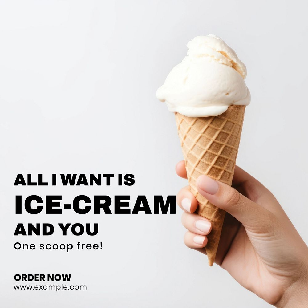 Ice cream Instagram post template, editable text