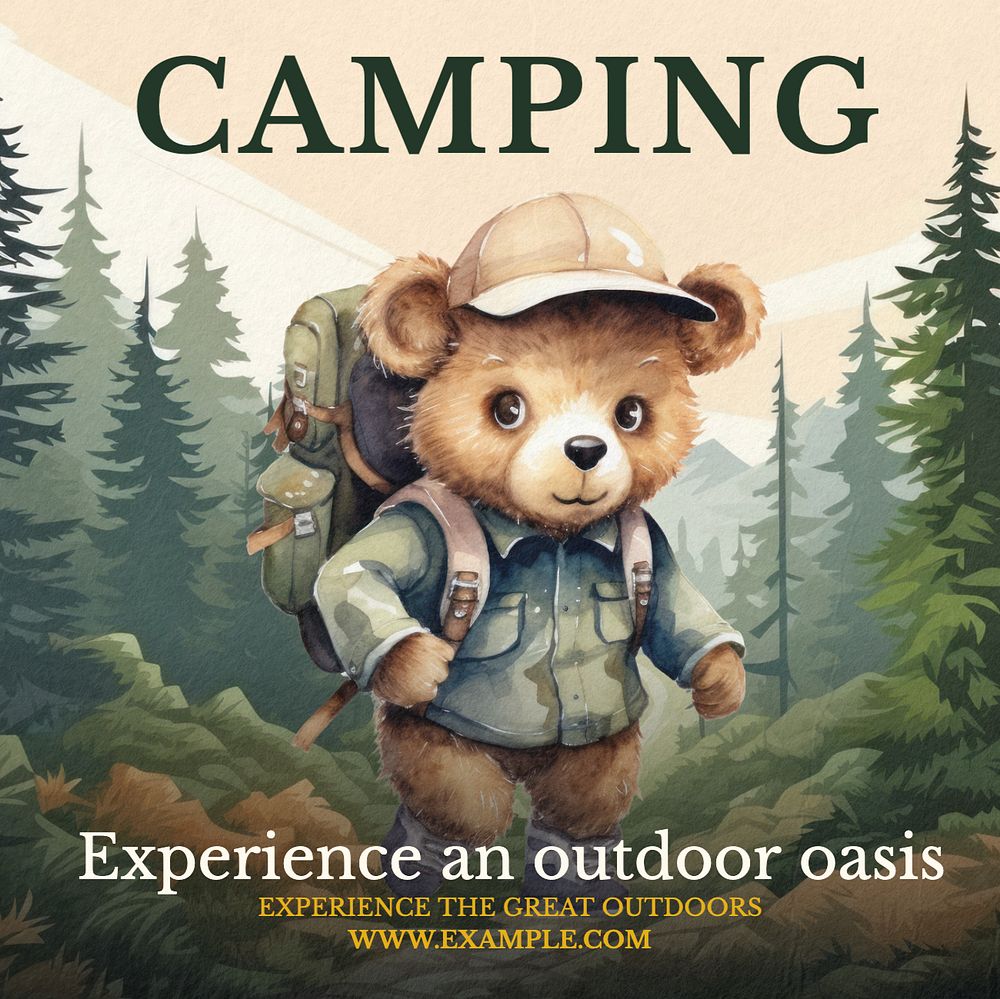 Camping Instagram post template, editable text