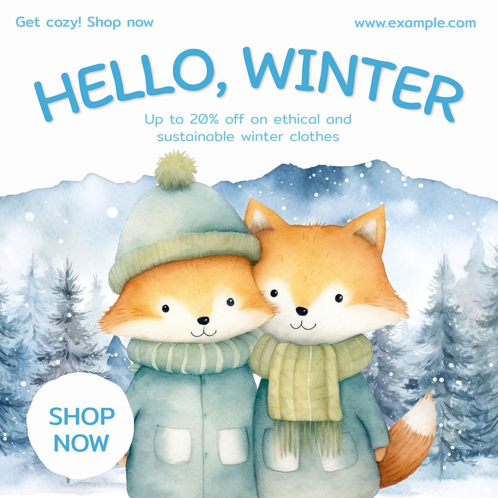 Winter sale Instagram post template, editable text