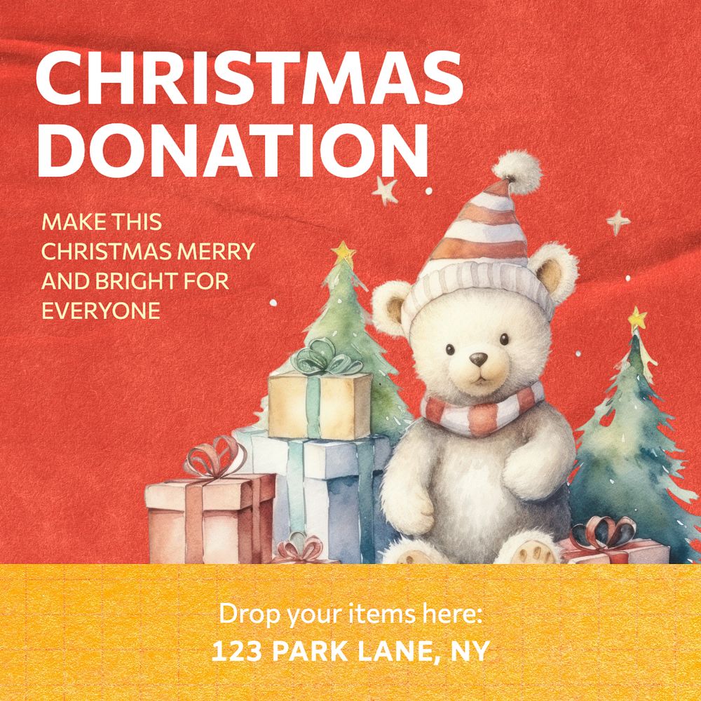 Christmas donation Instagram post template, editable text