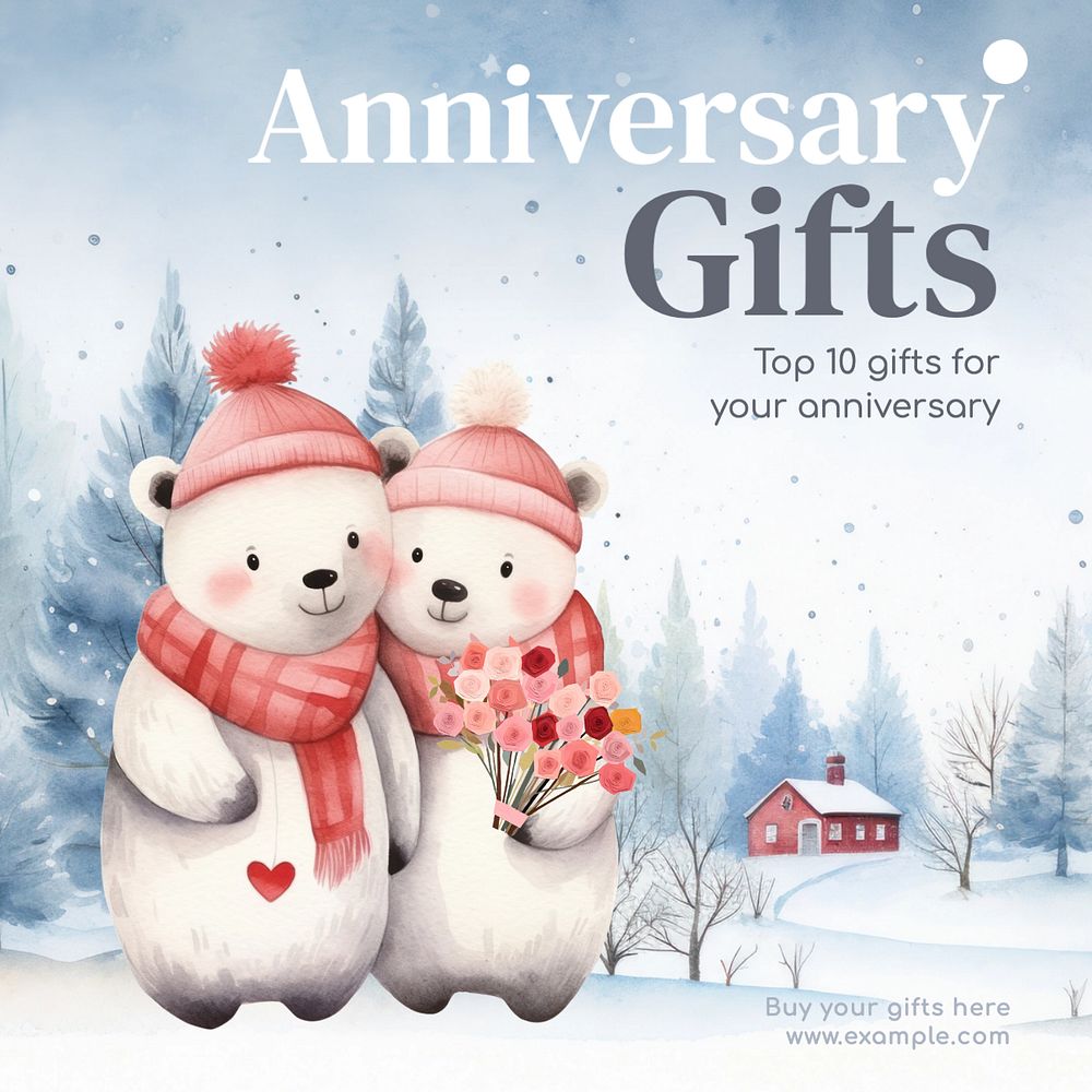 Anniversary gifts Instagram post template, editable text