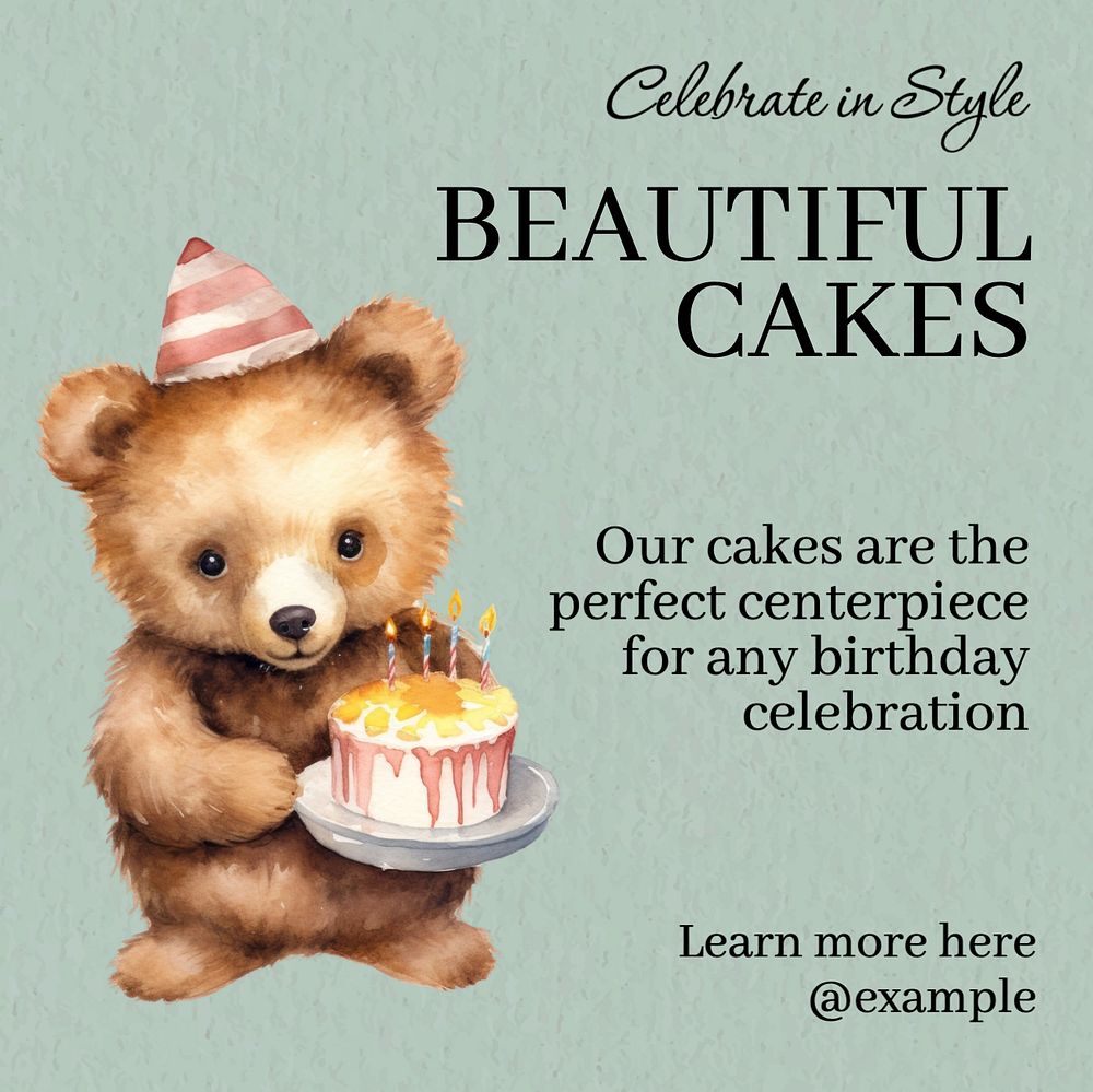 Cakes Instagram post template, editable text