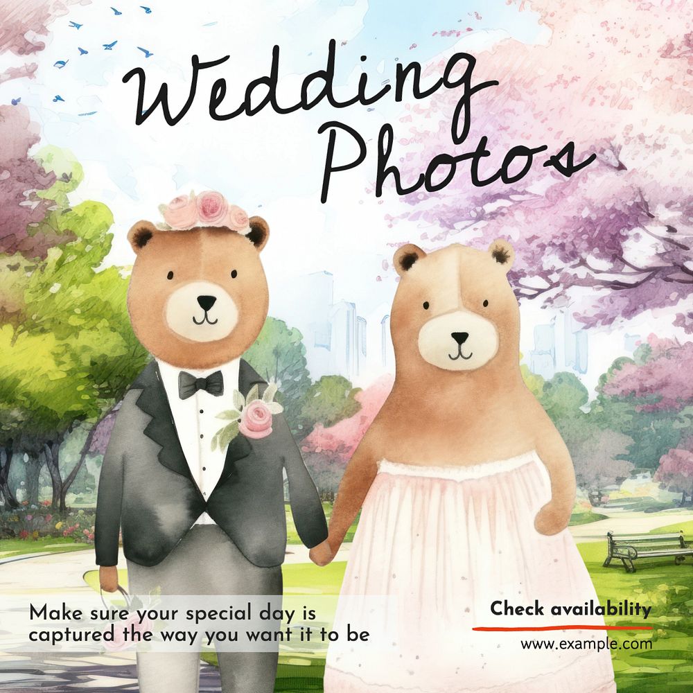 Wedding photos Instagram post template, editable text