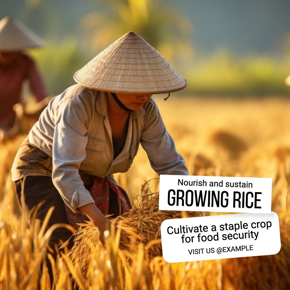 Rice Instagram post template, editable text