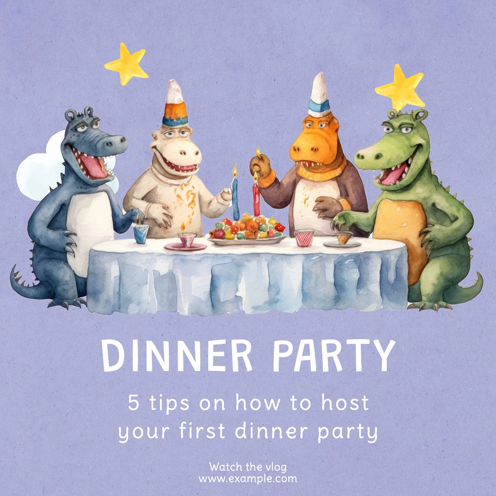Dinner party Instagram post template, editable text