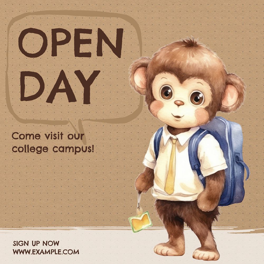 College open day Instagram post template, editable text