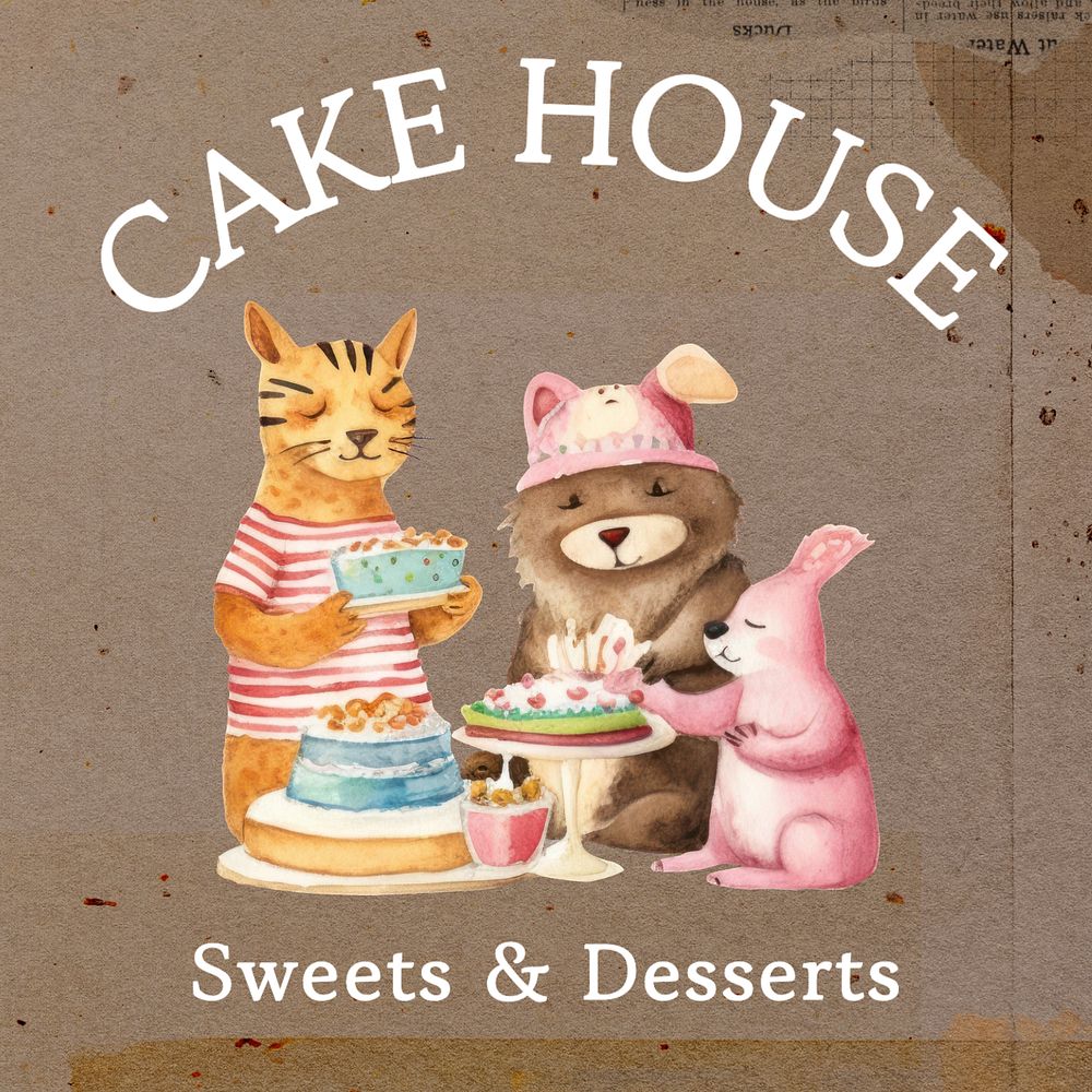 Cake house Instagram post template, editable text