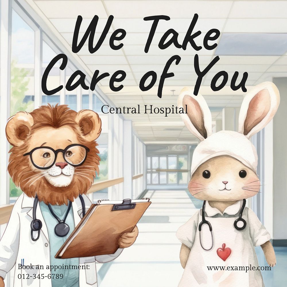 Hospital care Instagram post template, editable text