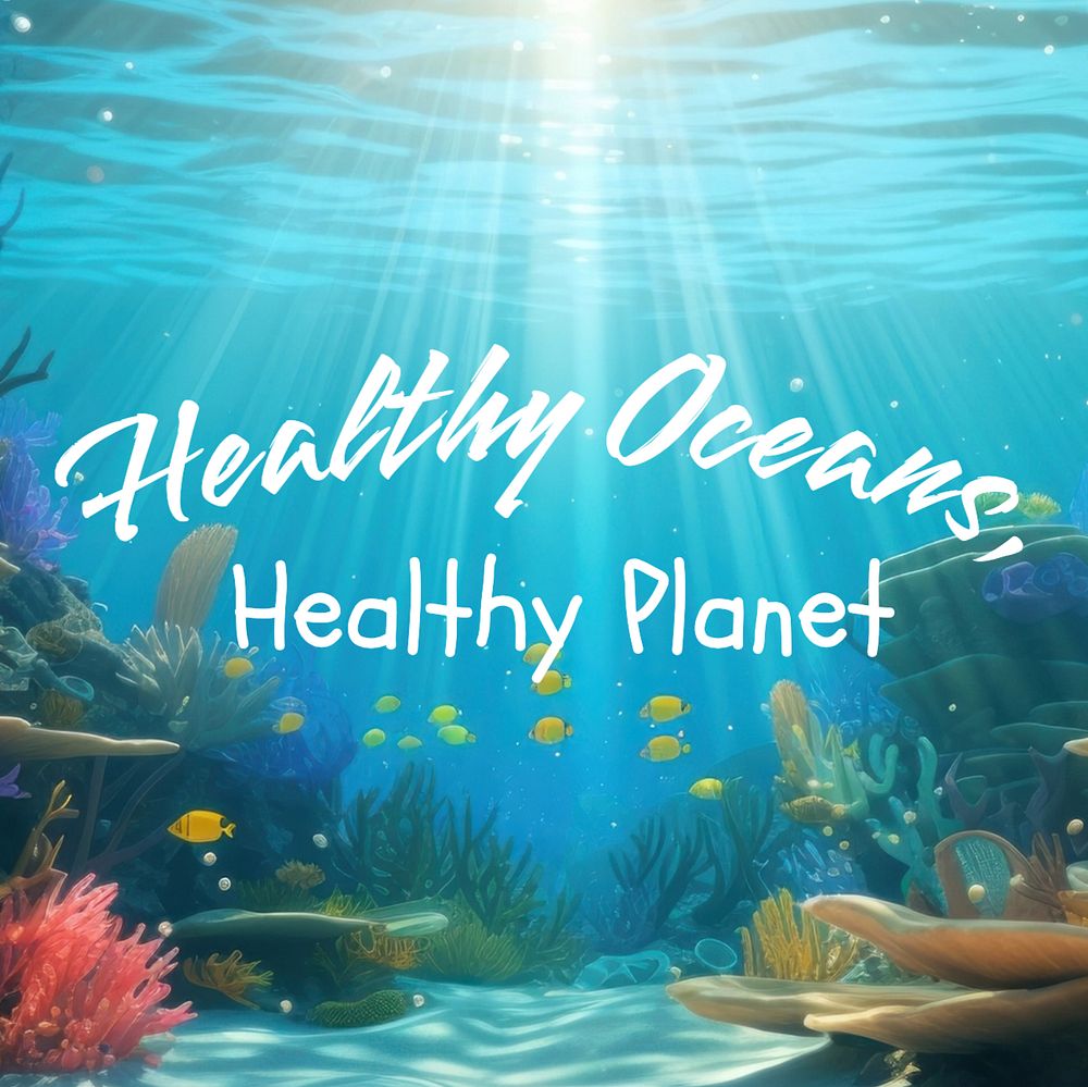 Healthy oceans & planet Instagram post template, editable text