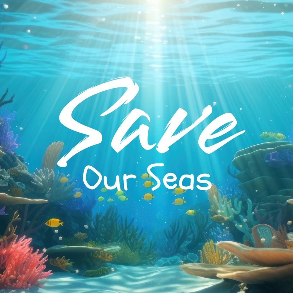 Save our seas Instagram post template, editable text