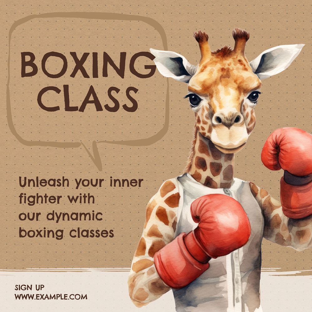Boxing class Instagram post template, editable text
