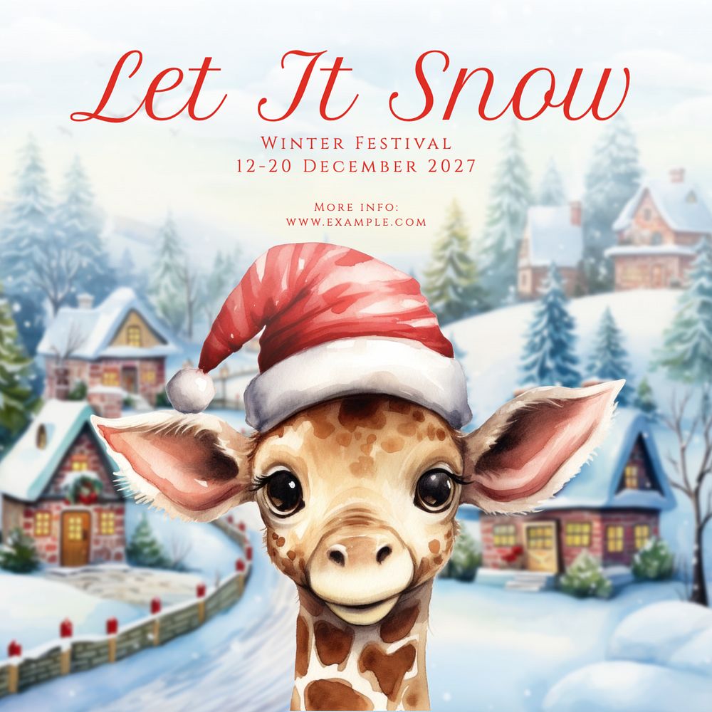 Winter snow festival Instagram post template, editable text