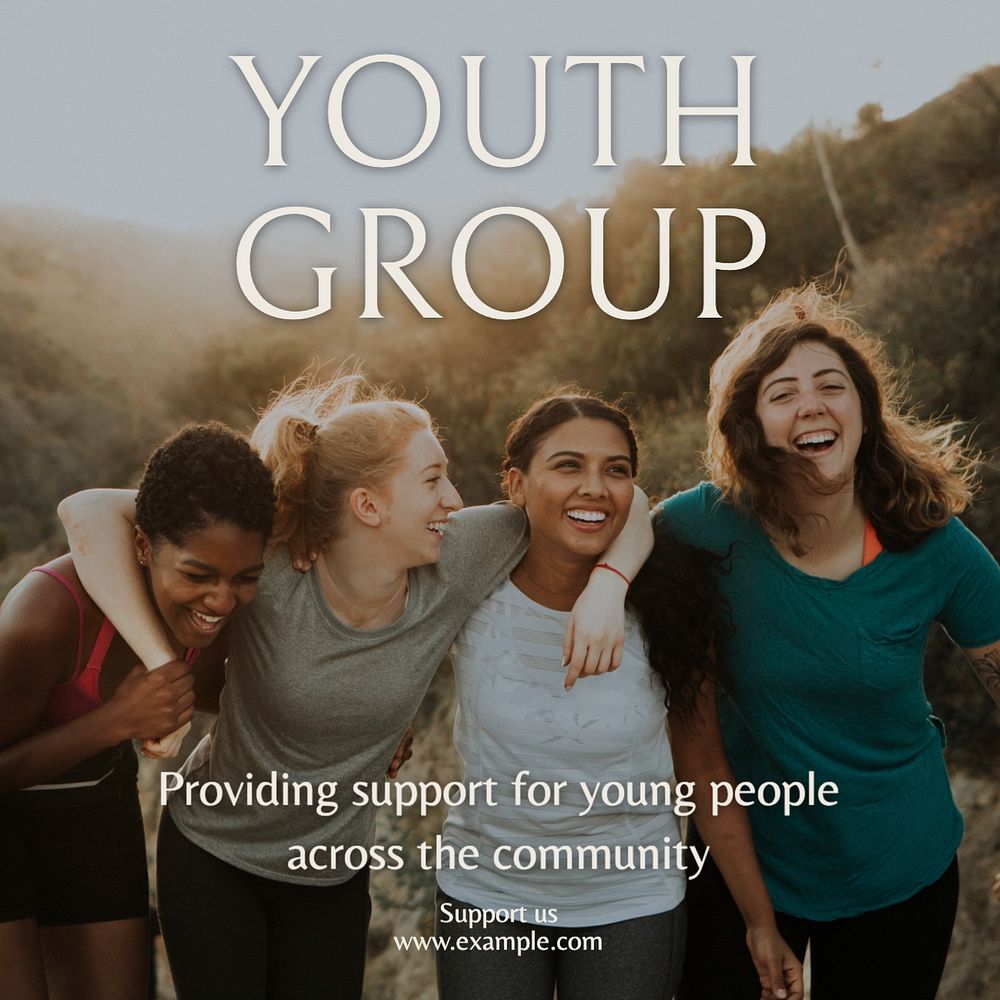 Youth group Instagram post template, editable text