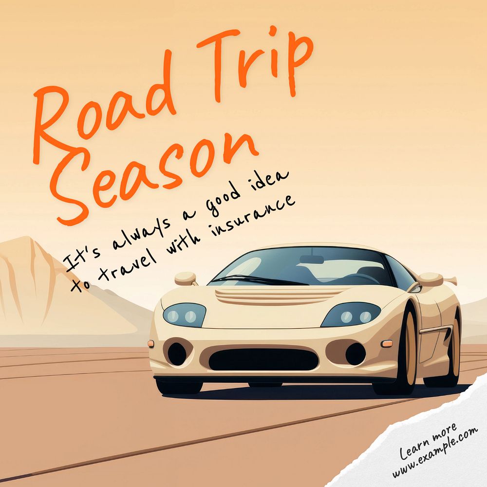 Road trip insurance Instagram post template, editable text