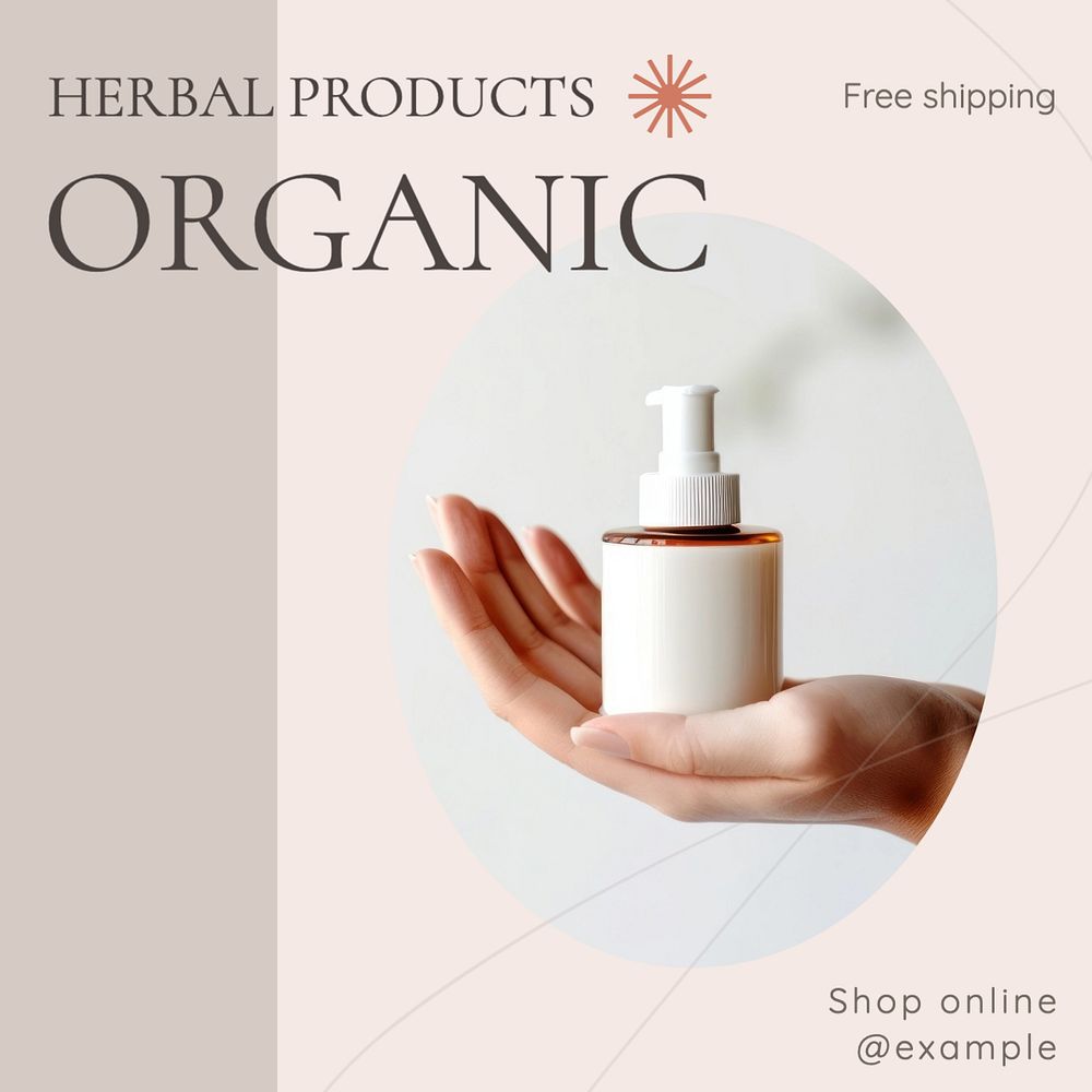 Organic products Instagram post template, editable text