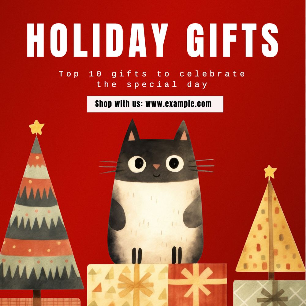 Holiday gifts Instagram post template, editable text